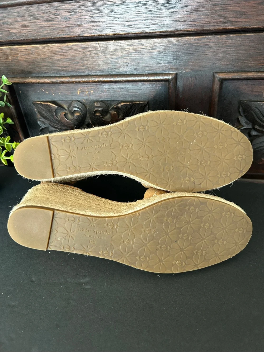 kate spade Tan Suede Espadrille Wedge Sandals with Ankle Strap